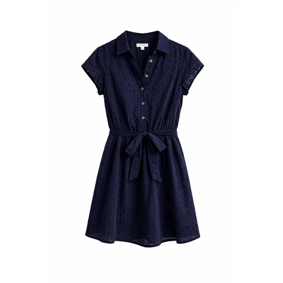 J.Crew Mercantile Navy Eyelet Mini Dress – Women's Small - Picture 1 of 7